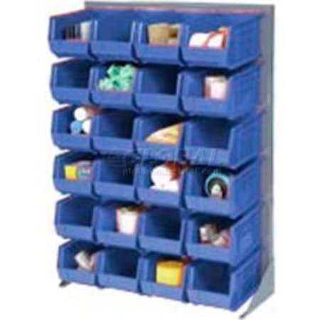 GLOBAL EQUIPMENT Singled Sided Louvered Bin Rack 35 x 15 x 50 - 58 Blue Premium Stacking Bins 239350BL